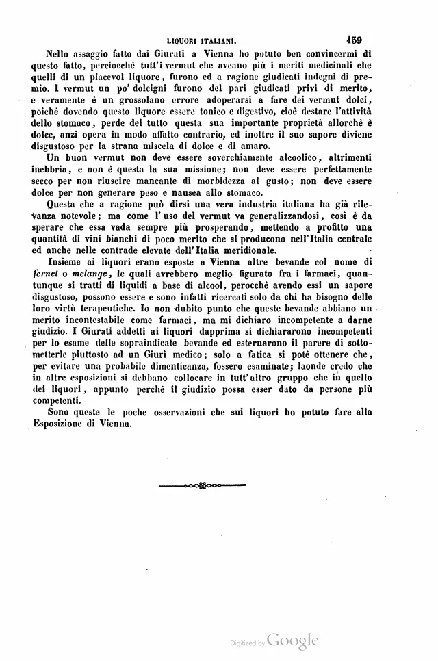 Página 159 · criterios del jurado. Liquori italiani, en Relazioni dei giurati italiani sulla Esposizione universale di Vienna del 1873, fascículo V, grupo IV, Milano, dalla Regia Stamperia