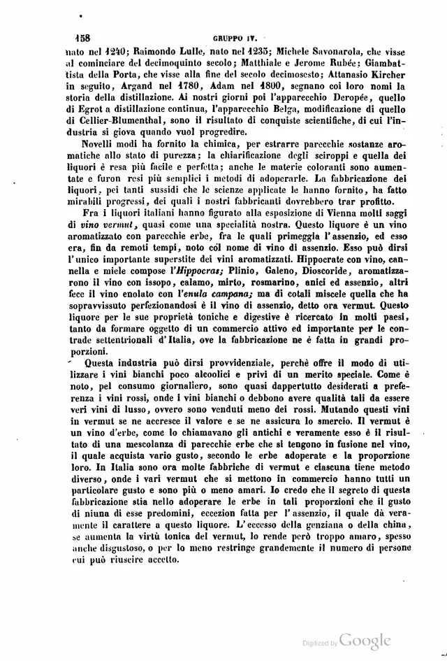 Página 158 · el vino base. Liquori italiani, en Relazioni dei giurati italiani sulla Esposizione universale di Vienna del 1873, fascículo V, grupo IV, Milano, dalla Regia Stamperia
