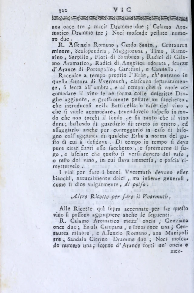 Página 322 · recetas de vermut. Dizionario delle arti e de’ mestieri, tomo XVIII