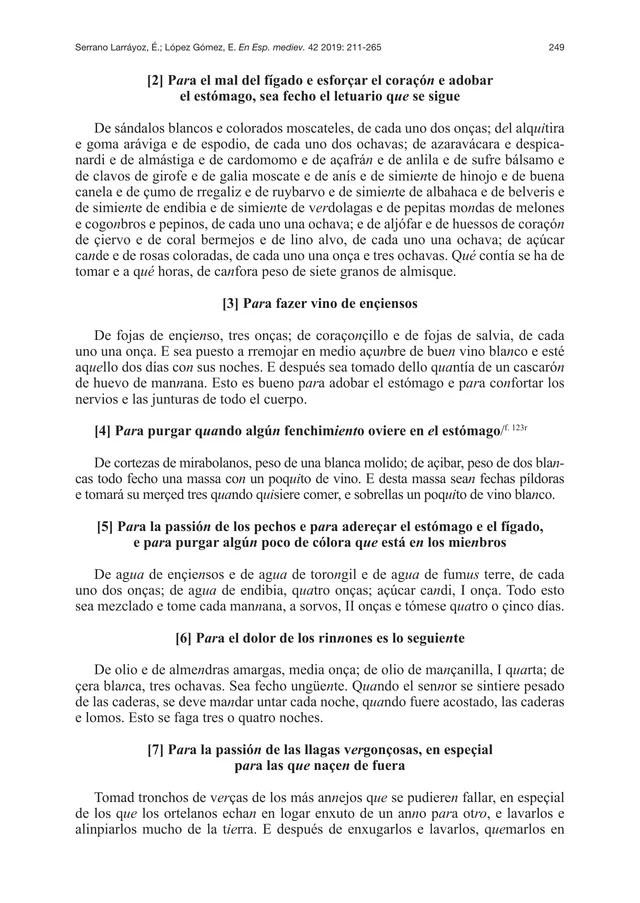 Página cotejada de la edición identificada. El recetario médico de Enrique IV de Castilla