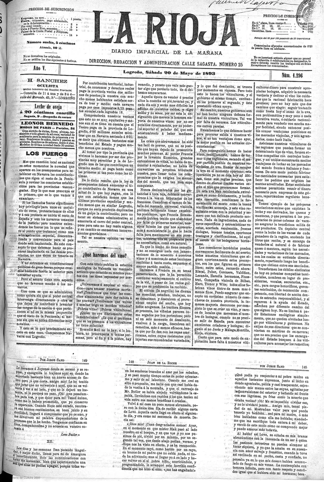 La Rioja : diario político · 1893-05-20 · página de repositorio 1. ¿Qué haremos del vino?