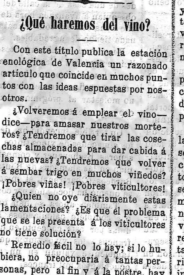 Atribución del artículo a la estación enológica de Valencia. ¿Qué haremos del vino?