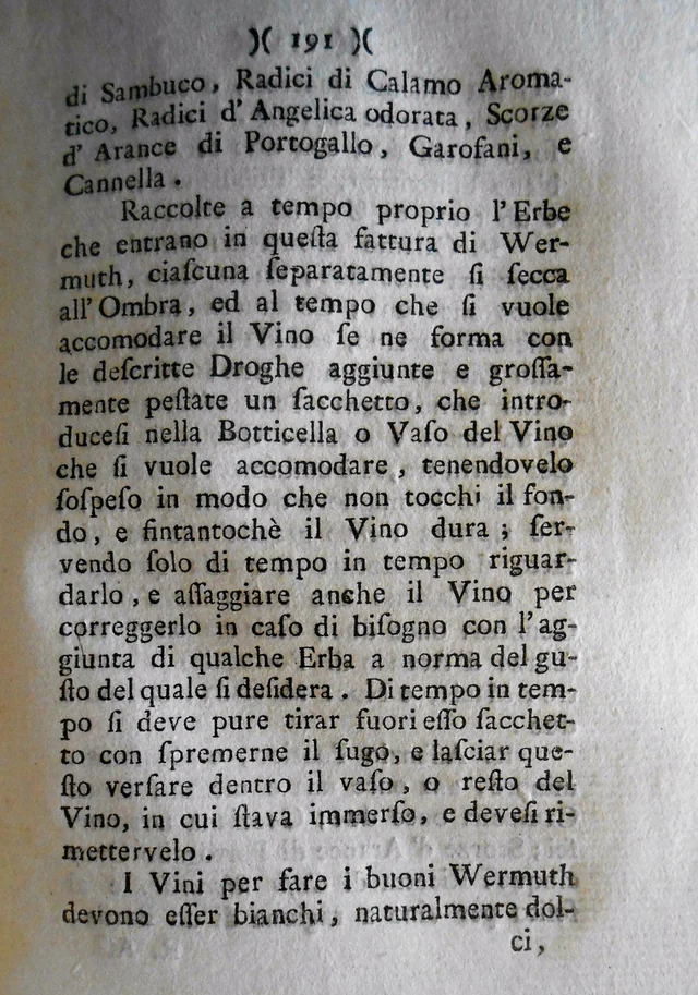 Página 191 · recetas de vermut. Magazzino Toscano, tomo IV, parte IV · Oenologia toscana