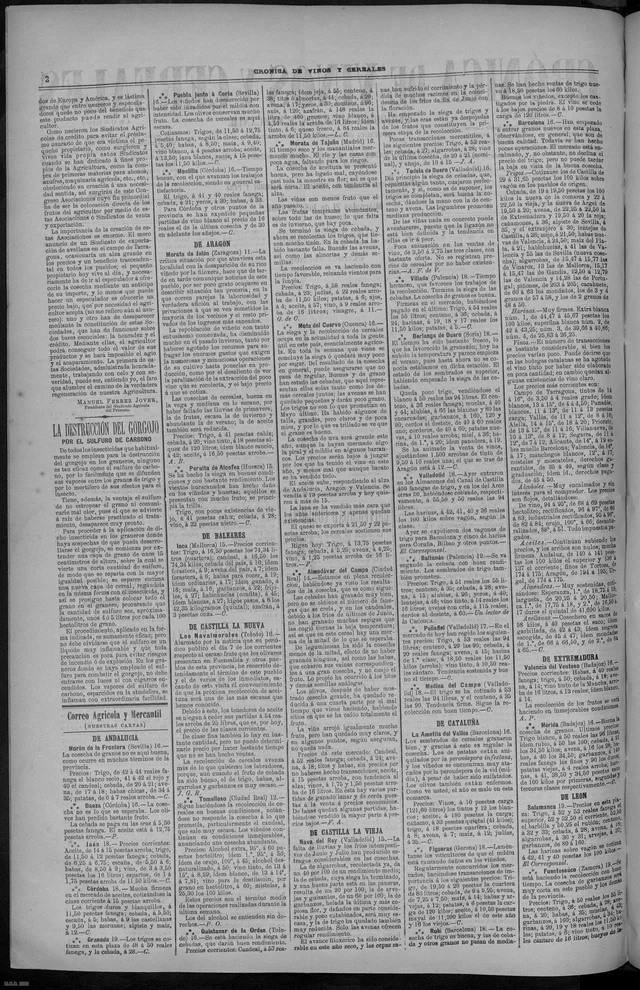 Crónica de Vinos y Cereales, n.º 2429, 21 de julio de 1909, p. 2, «De Aragón». Carta fechada en Morata el 11 de julio. El vínculo temático con la sobremesa procede del vino rancio; esta pieza no describe una ocasión de consumo.. Replantar cuesta más que entusiasmo