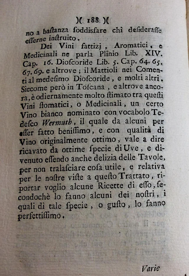 Oenologia toscana, en Magazzino Toscano, tomo IV, parte IV, volumen XVI, Florencia, Gaetano Cambiagi, 1773, p. 188. Internet Archive, MagazzinoToscano_Tomo_IV_Vol_IV, hoja 191.. Magazzino Toscano, tomo IV, parte IV · Oenologia toscana