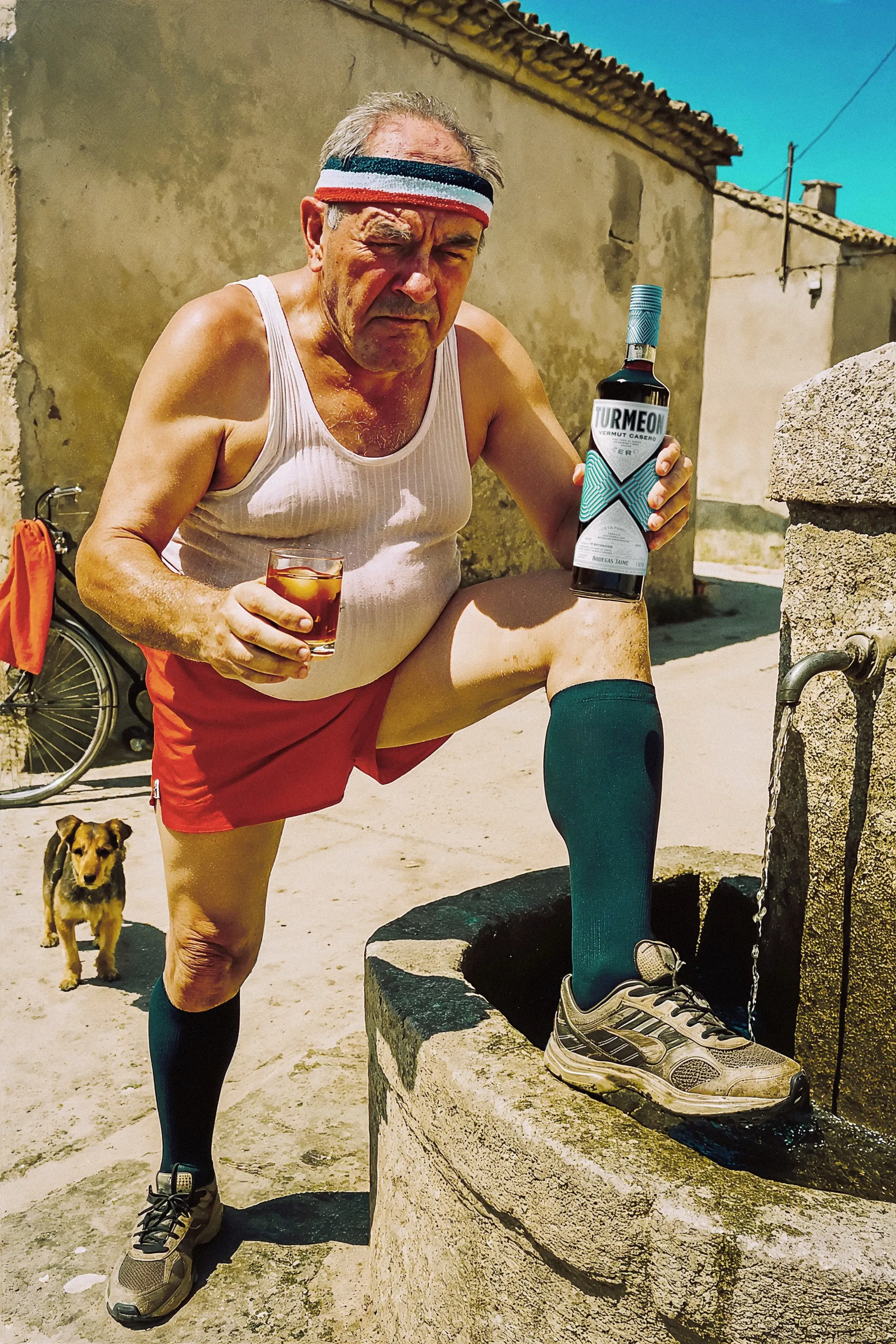 Atleta de pueblo con vaso de Turmeon Zero